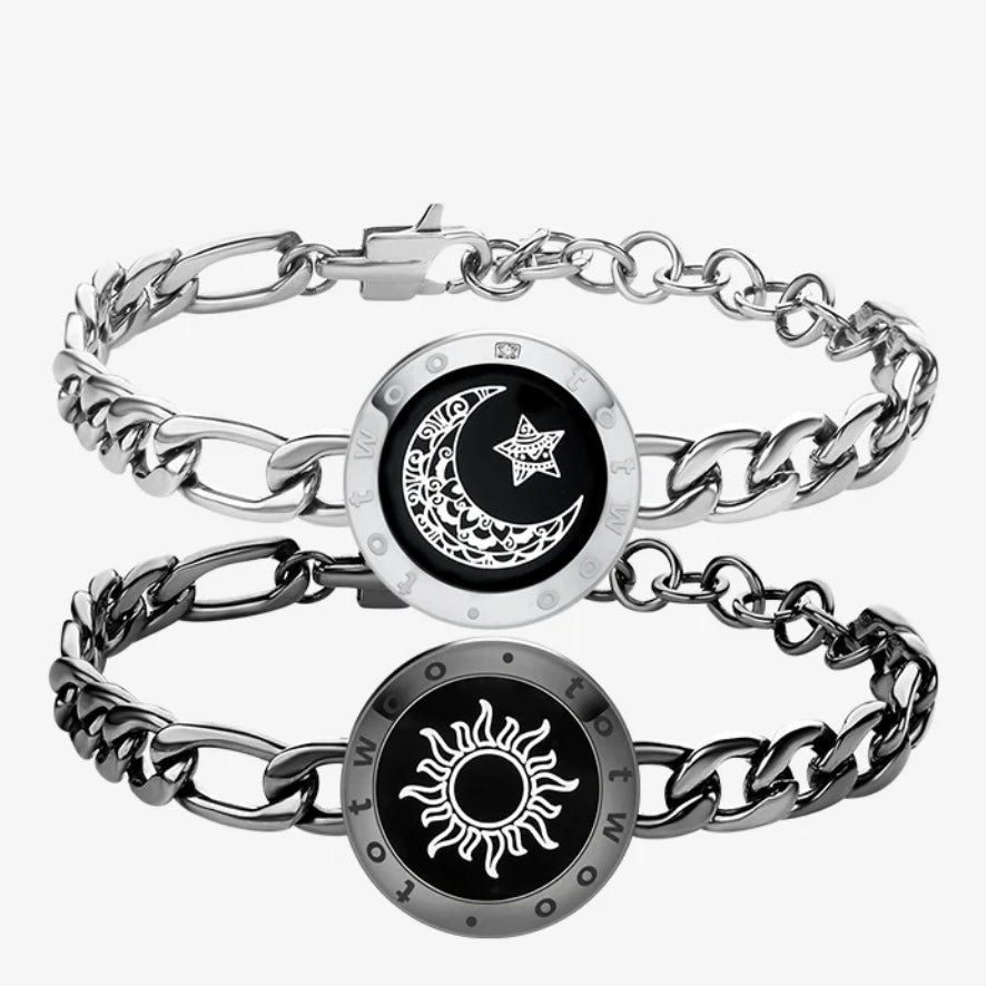 TouchBond Love Bracelet - Figaro Black Silver
