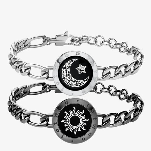 TouchBond Love Bracelet - Figaro Black Silver